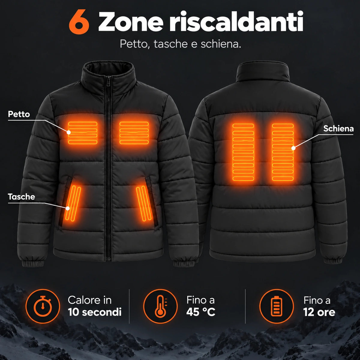 PyreFit Expelia in nero – zone riscaldanti