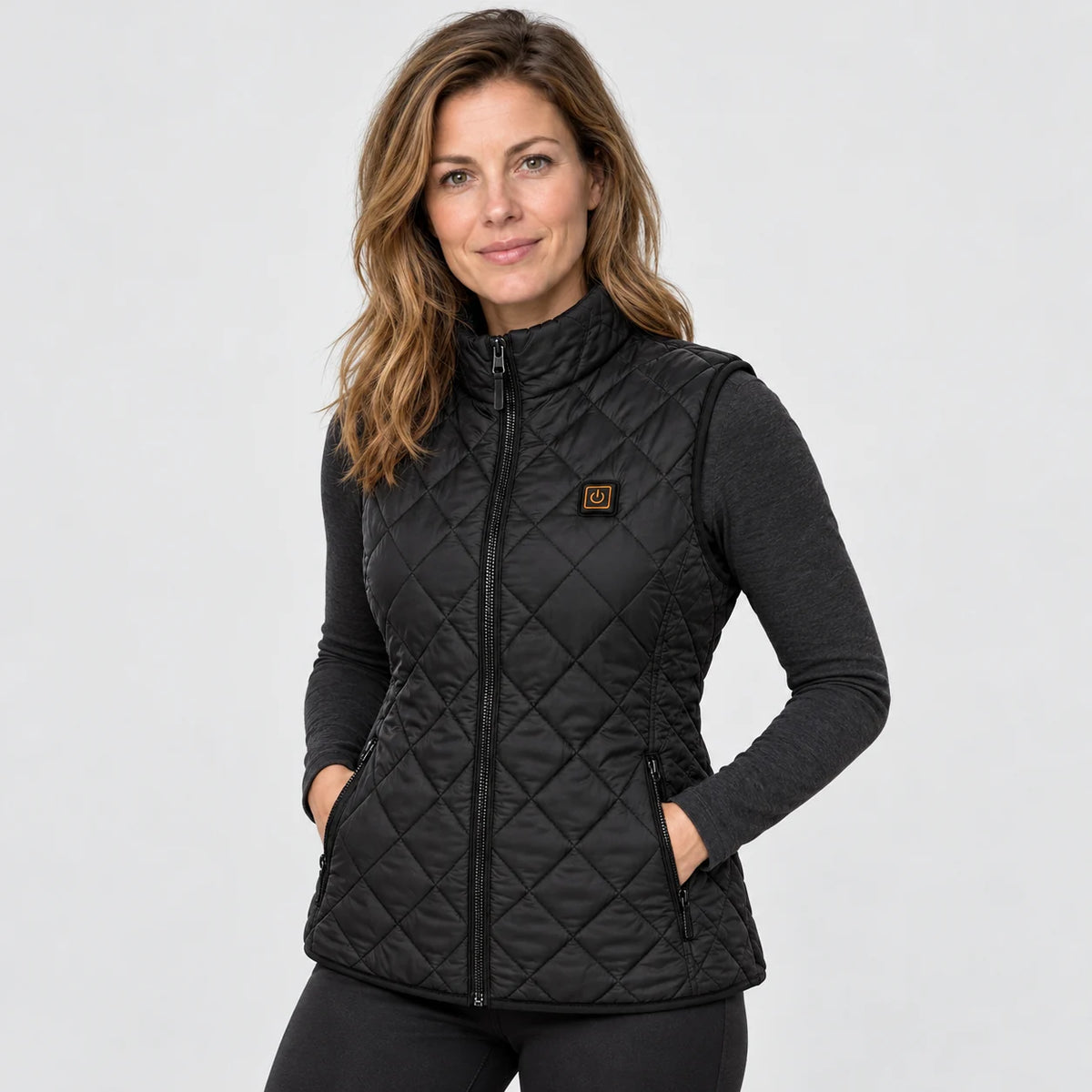 Gilet riscaldato da donna PyreFit Feinora, vista frontale con modello