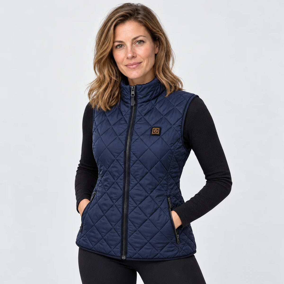 Gilet riscaldato da donna PyreFit Feinora in blu navy, vista frontale