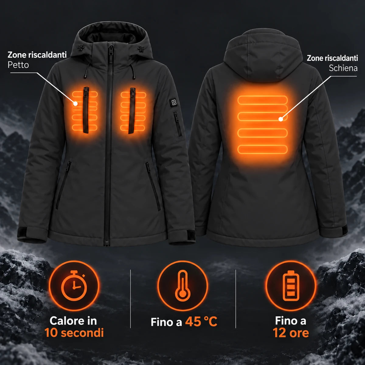 PyreFit Glacio in nero – zone riscaldanti