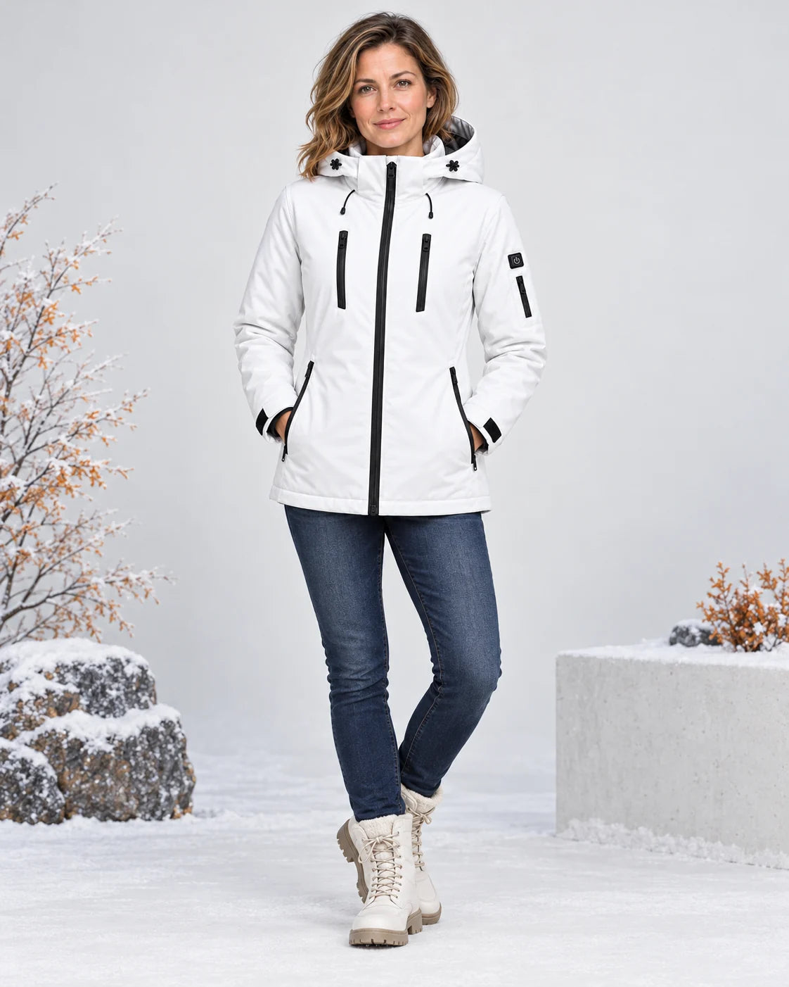 Parka riscaldato da donna PyreFit Glacio, vista a figura intera