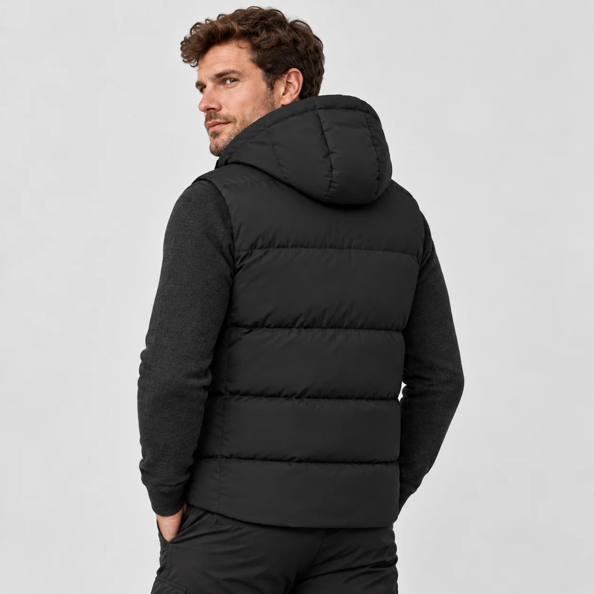 Gilet riscaldato unisex con cappuccio PyreFit Horizonor, vista posteriore