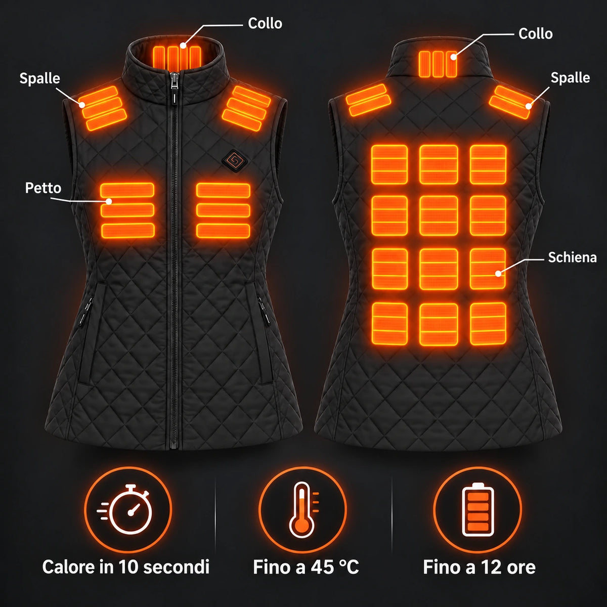 PyreFit Librato in nero – zone riscaldanti