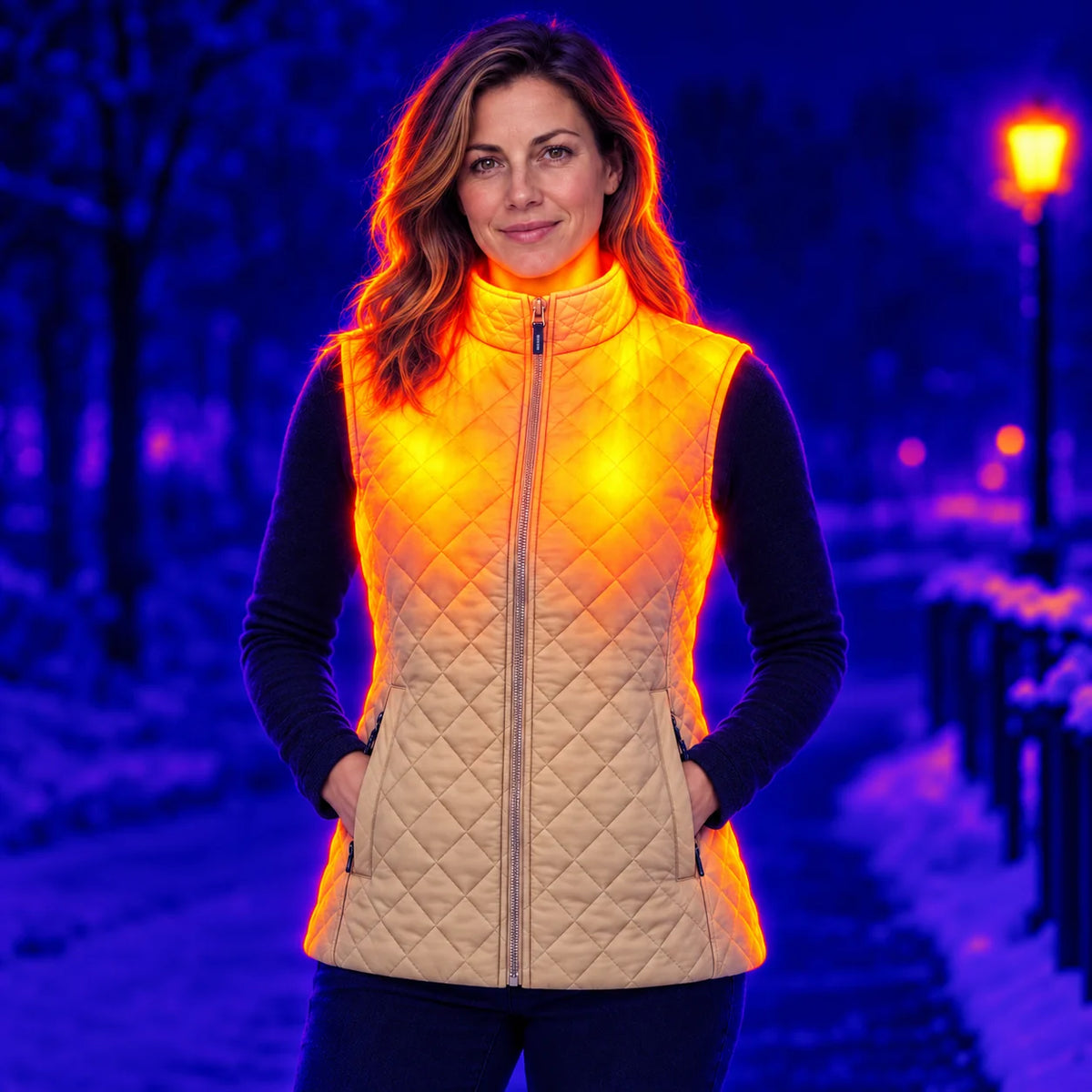 Gilet riscaldato da donna PyreFit Librato – calore su nuca, spalle, petto e schiena