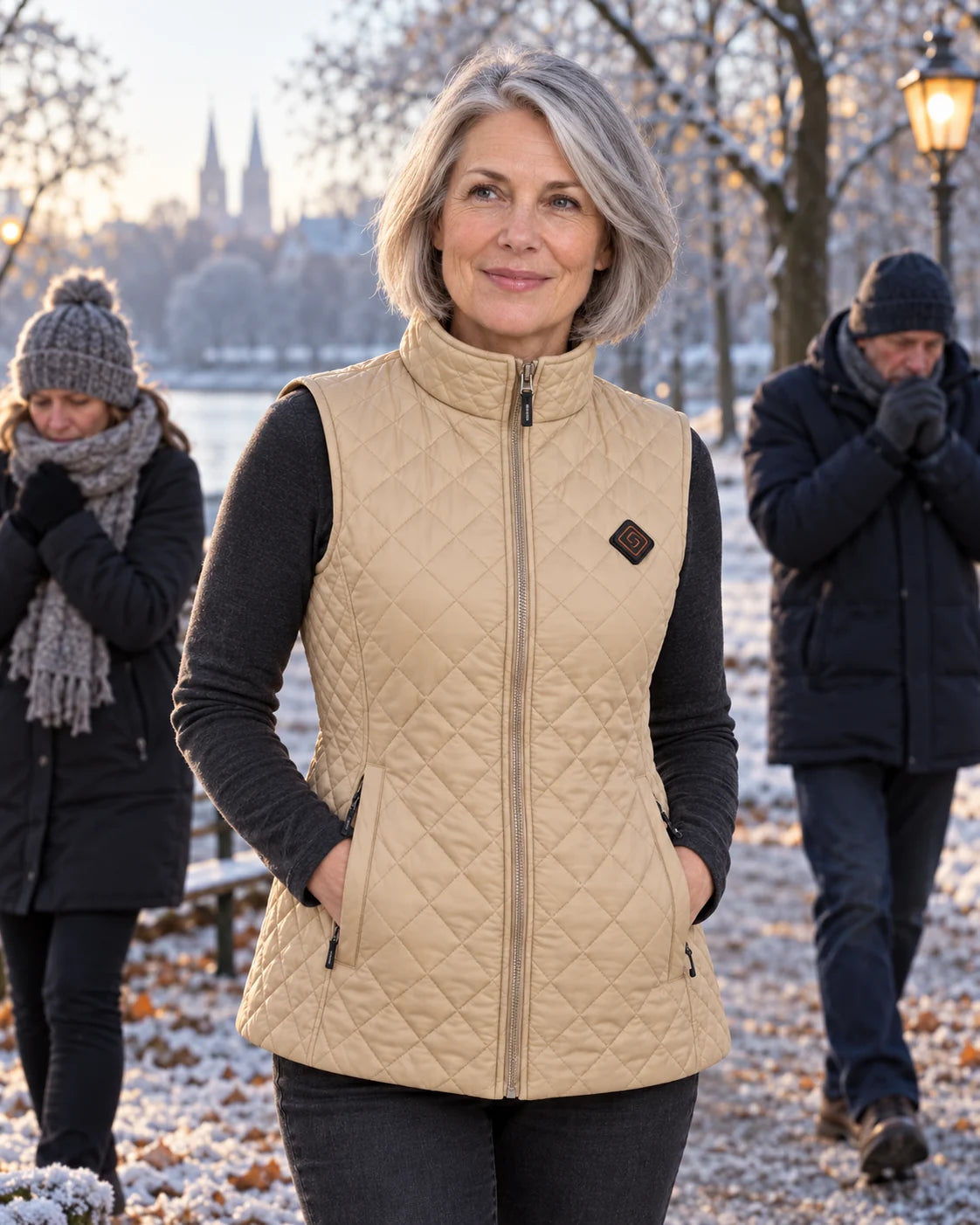 Gilet riscaldato da donna PyreFit Librato in inverno: durante una passeggiata