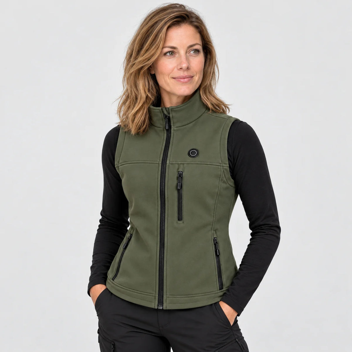 Gilet riscaldato da donna PyreFit Mellora, vista frontale sul modello