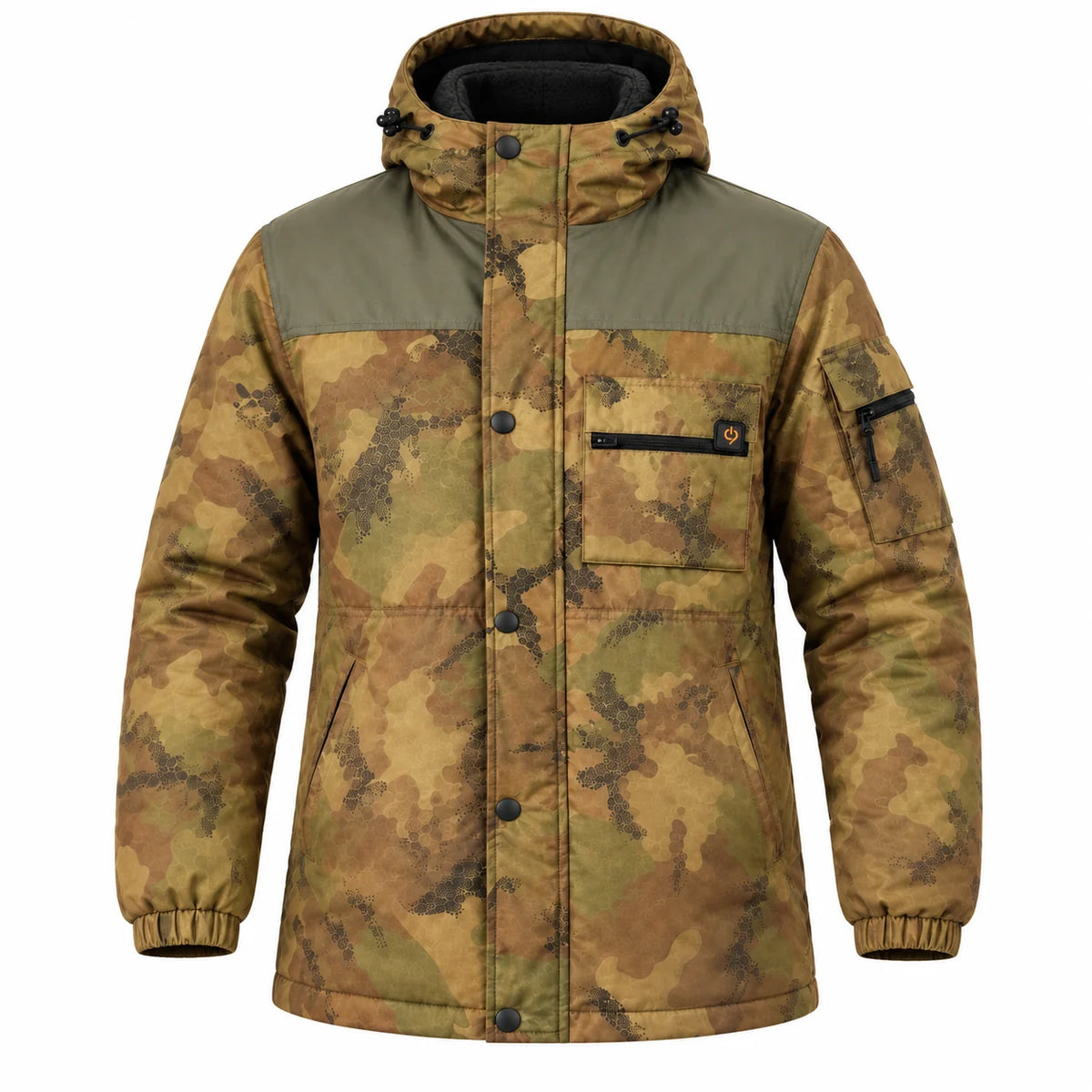 Cappotto riscaldato mimetico da uomo PyreFit Mistro, vista del prodotto senza modello
