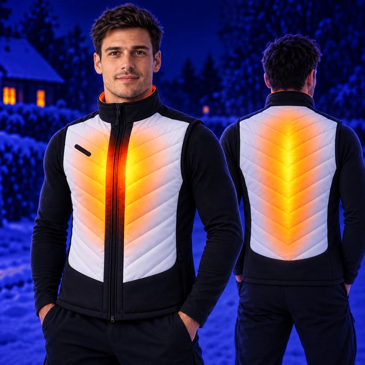 Gilet riscaldato sportivo da uomo PyreFit Novaro – calore su centro del petto e schiena