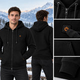 Felpa riscaldata unisex con zip e cappuccio PyreFit Olivora, dettaglio del pulsante di controllo