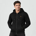 Felpa riscaldata unisex con zip e cappuccio PyreFit Olivora, vista frontale sul modello