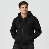 Felpa riscaldata unisex con zip e cappuccio PyreFit Olivora, vista frontale sul modello