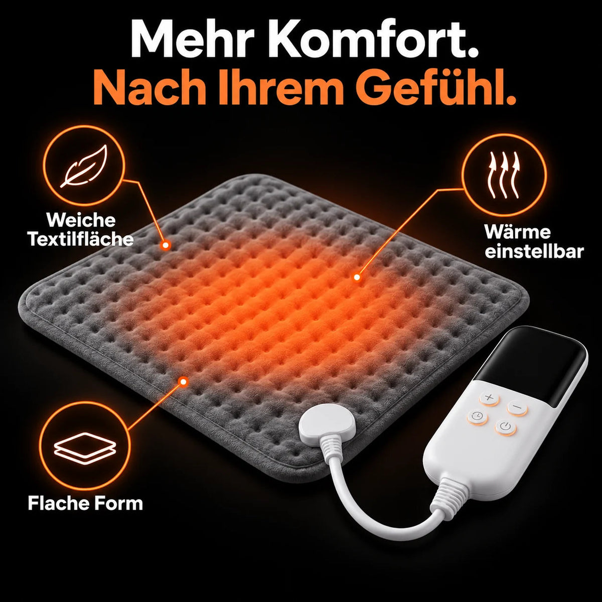 PyreFit Heizkissen 20261006 · Weiche Oberfläche, flache Form und einstellbare Wärme