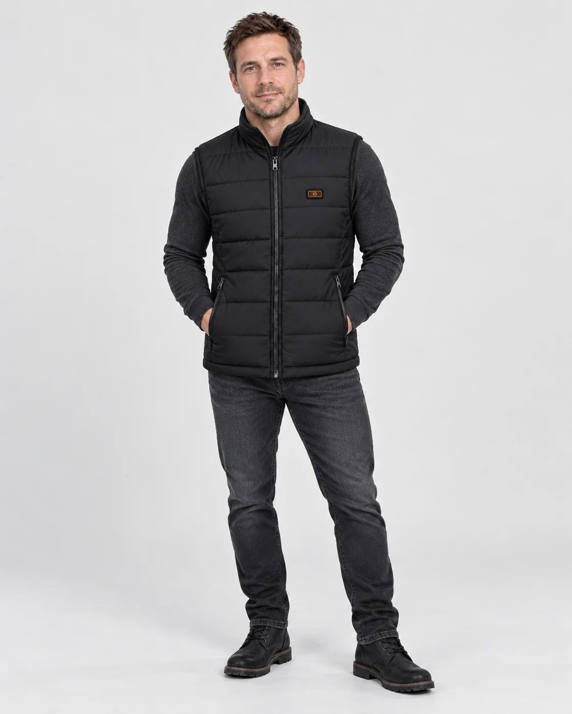 Gilet trapuntato riscaldato unisex PyreFit Pivotan, vista a figura intera