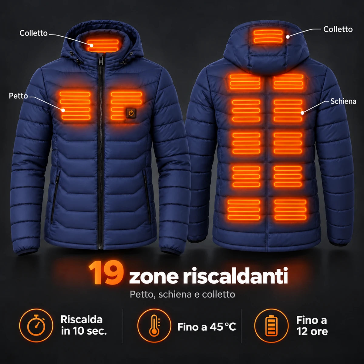 PyreFit Rangor in blu navy – zone riscaldanti