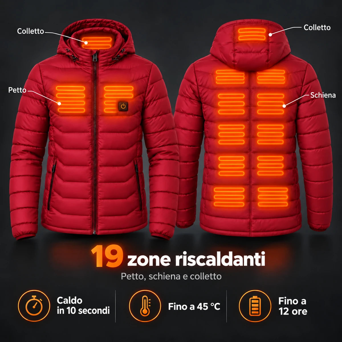 PyreFit Rangor in rosso – zone riscaldanti