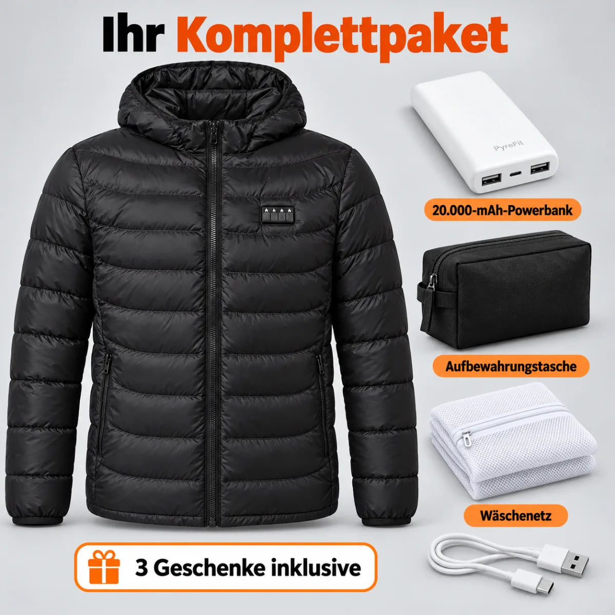 Komplettpaket mit Powerbank, Wäschenetz und Aufbewahrungstasche