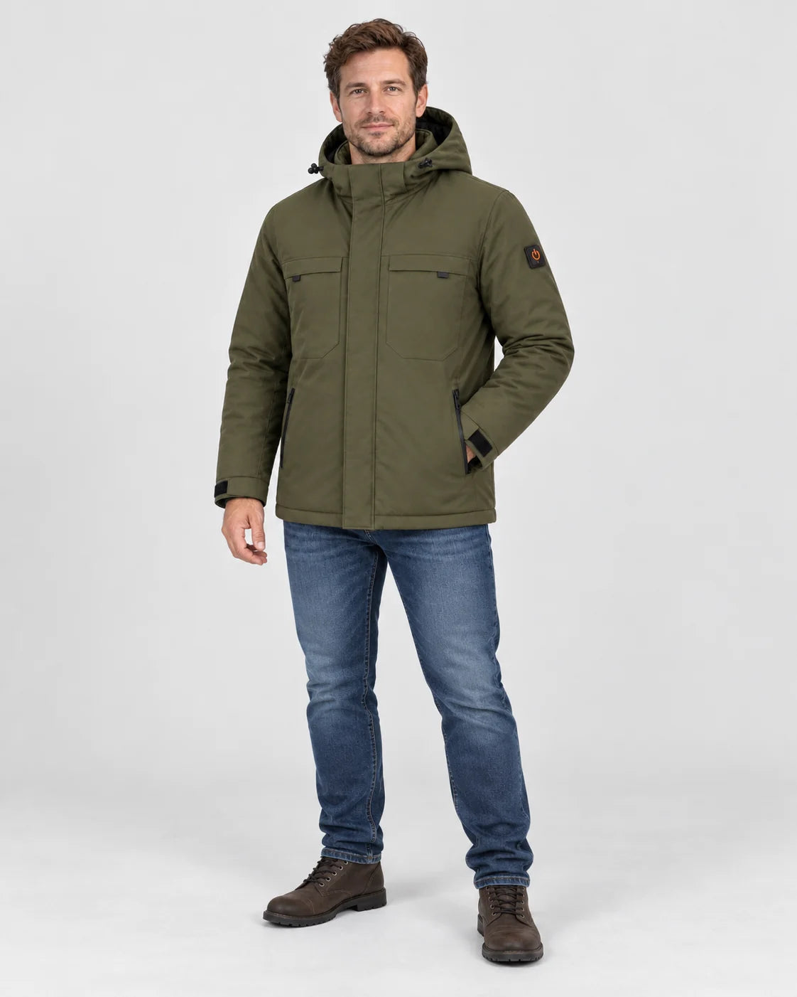 Parka riscaldato da uomo PyreFit Regaro, vista a figura intera