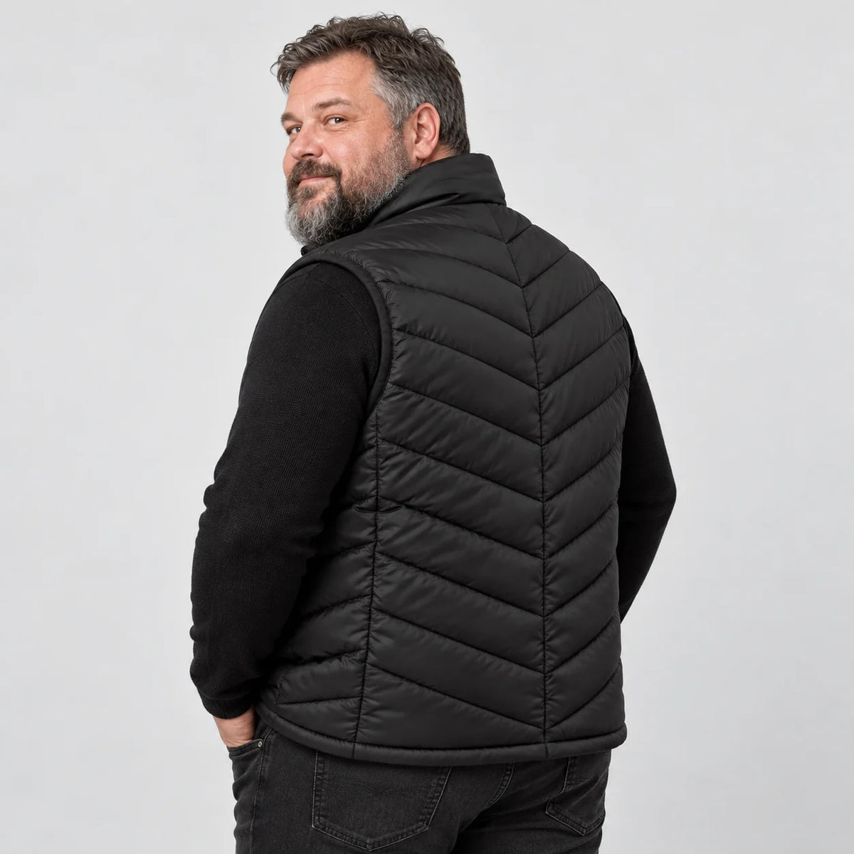 Gilet riscaldato unisex in taglie forti PyreFit Schattor, vista posteriore