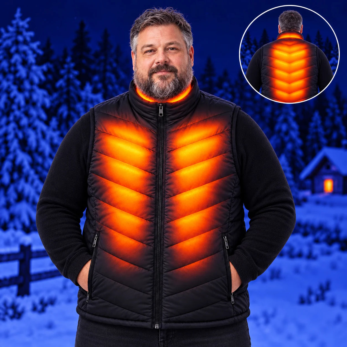 Gilet riscaldato unisex in taglie forti PyreFit Schattor – calore su petto, nuca e schiena