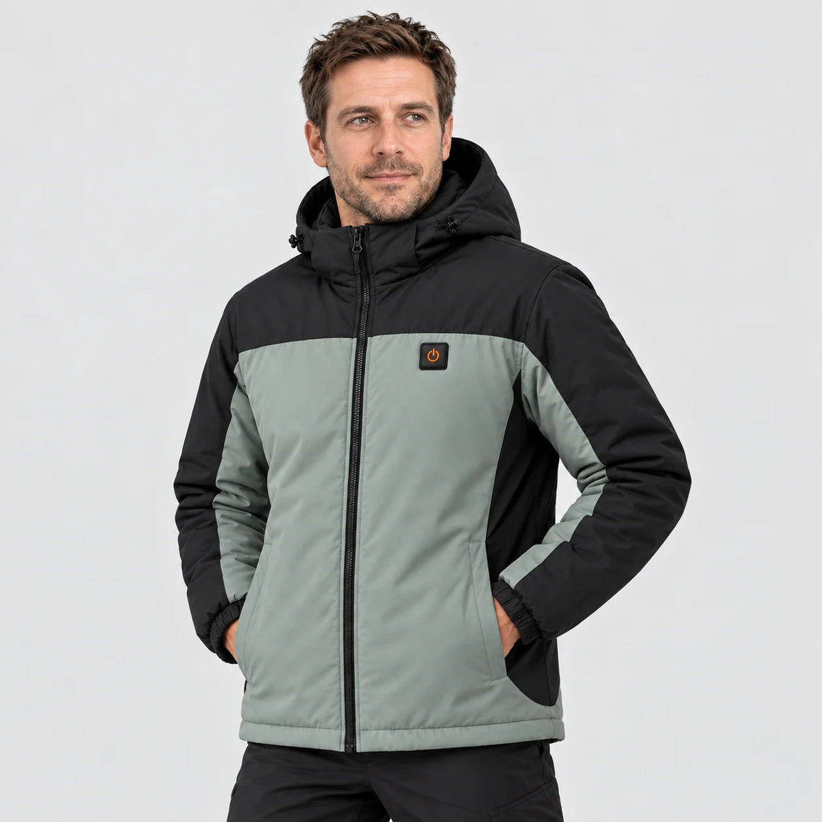 Parka riscaldato unisex PyreFit Schiefer, vista frontale con modello