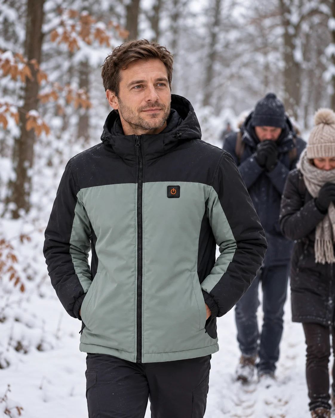 Parka riscaldato unisex PyreFit Schiefer in inverno: durante una passeggiata