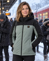 Parka riscaldato unisex PyreFit Schiefer in inverno: al binario