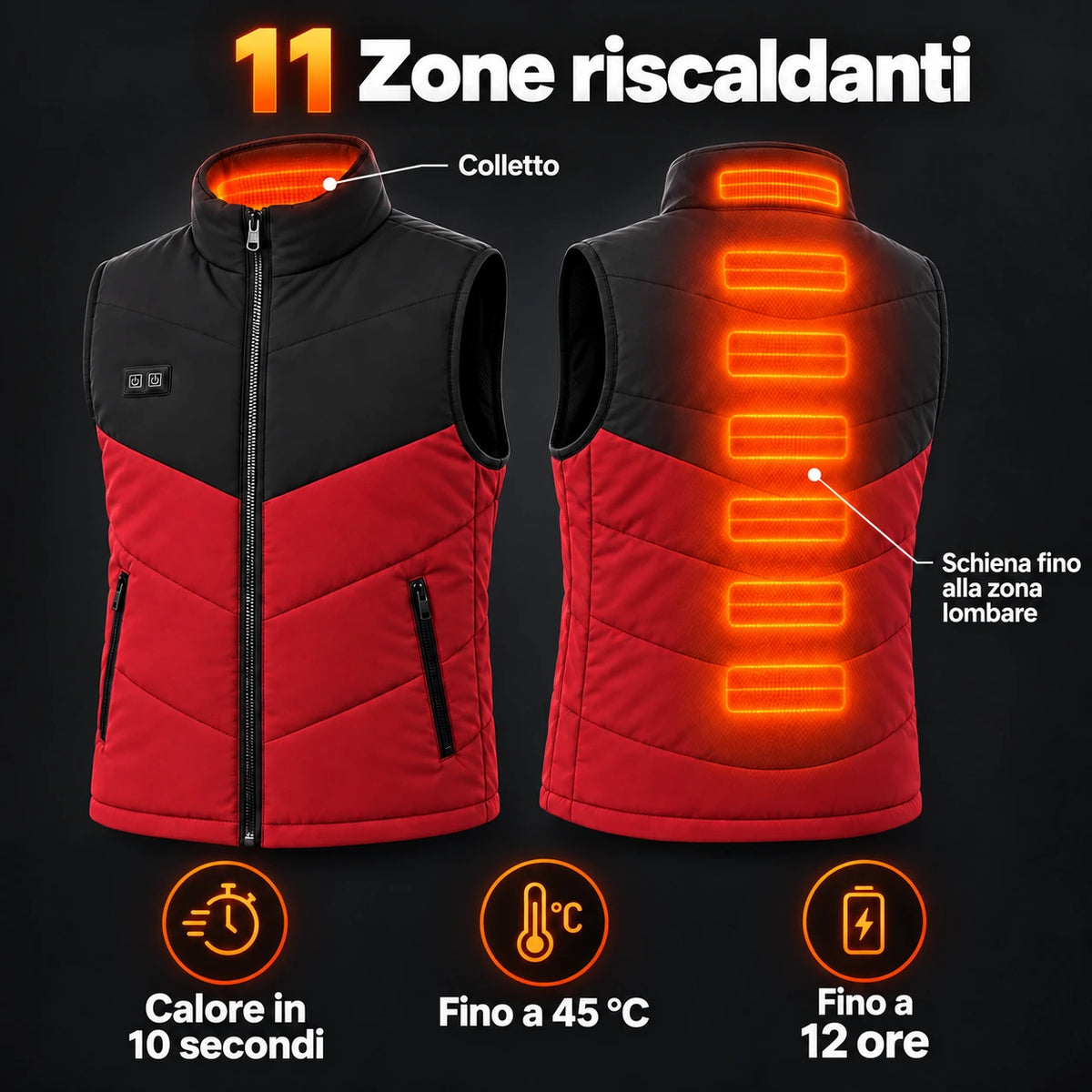 PyreFit Sherpor in rosso – zone riscaldanti