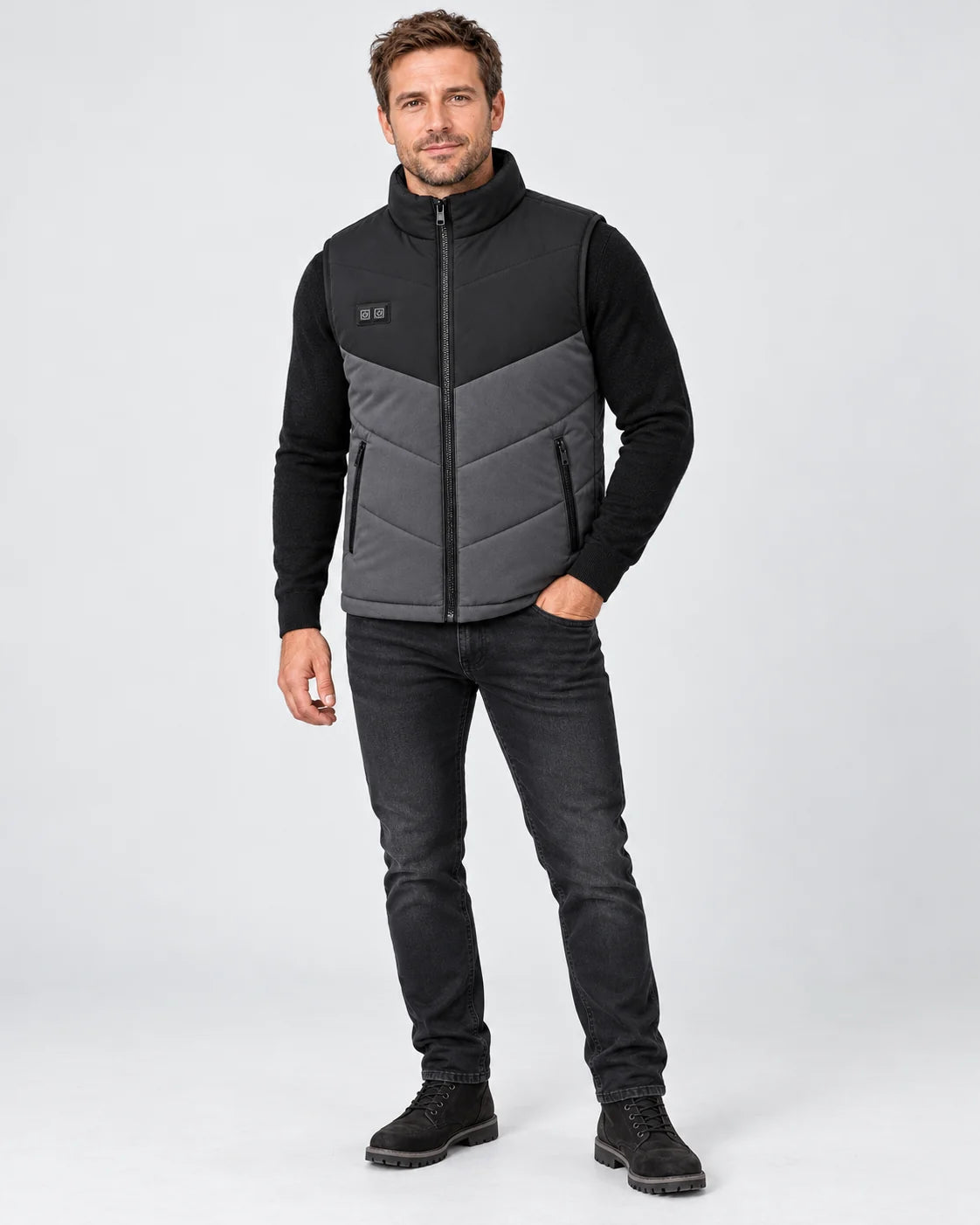 Gilet riscaldato da uomo PyreFit Sherpor, vista a figura intera