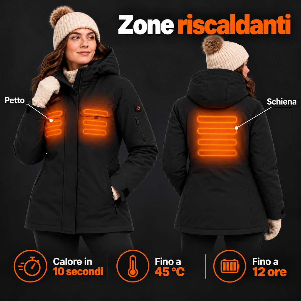 PyreFit Terrano in nero – zone riscaldanti
