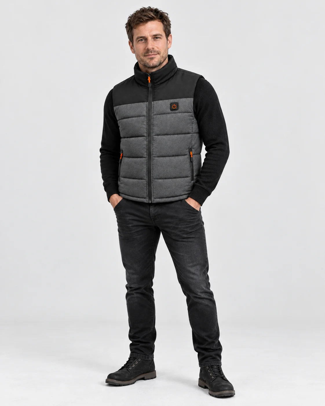 Gilet riscaldato unisex PyreFit Trailon, vista a figura intera