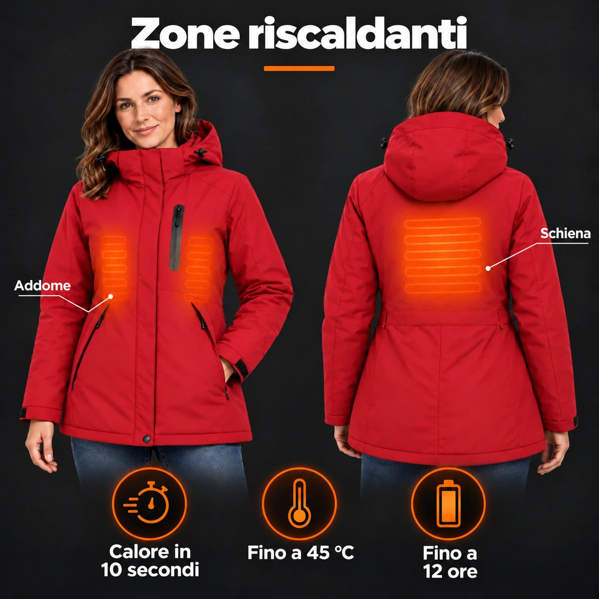PyreFit Traverso in rosso – zone riscaldanti