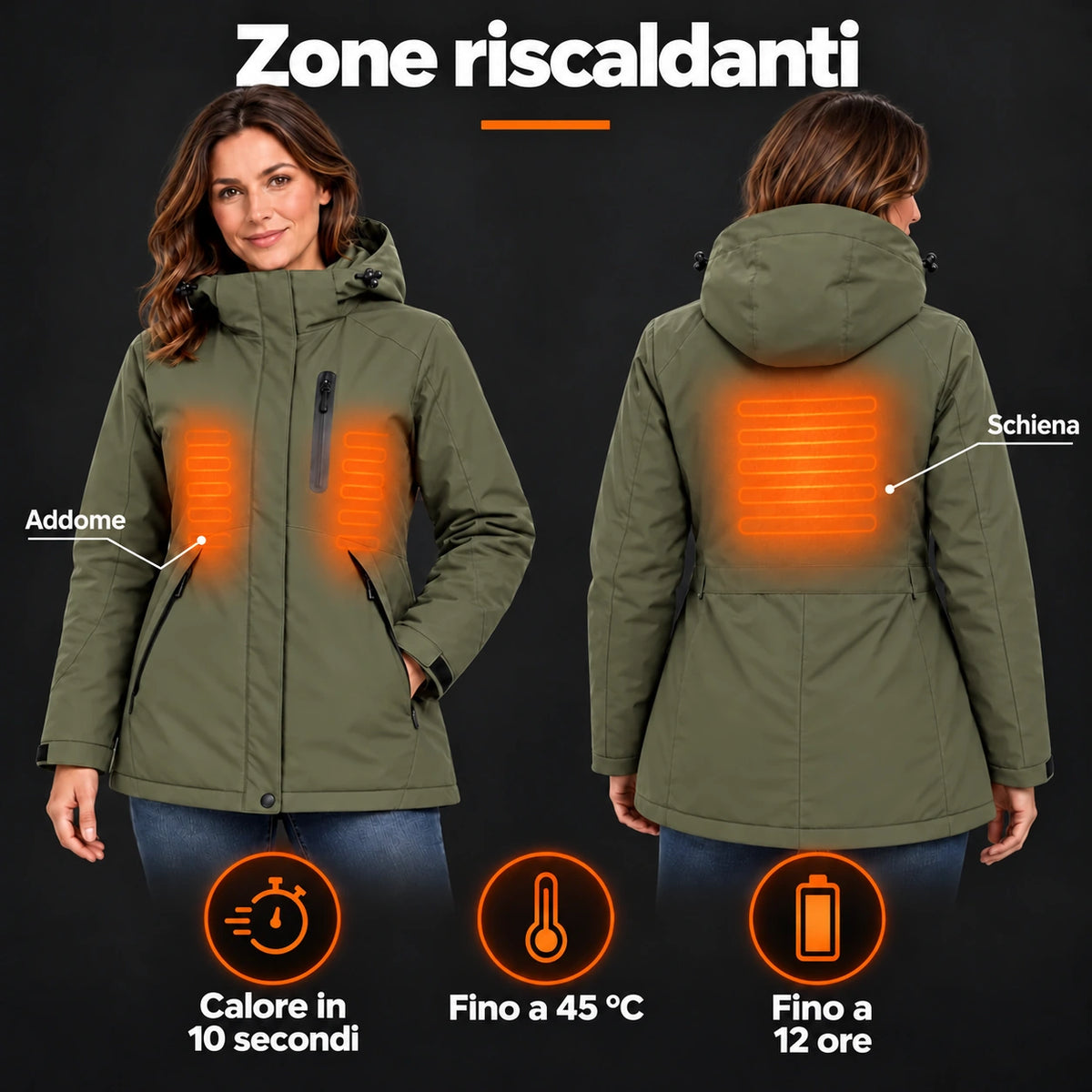 PyreFit Traverso in kaki – zone riscaldanti
