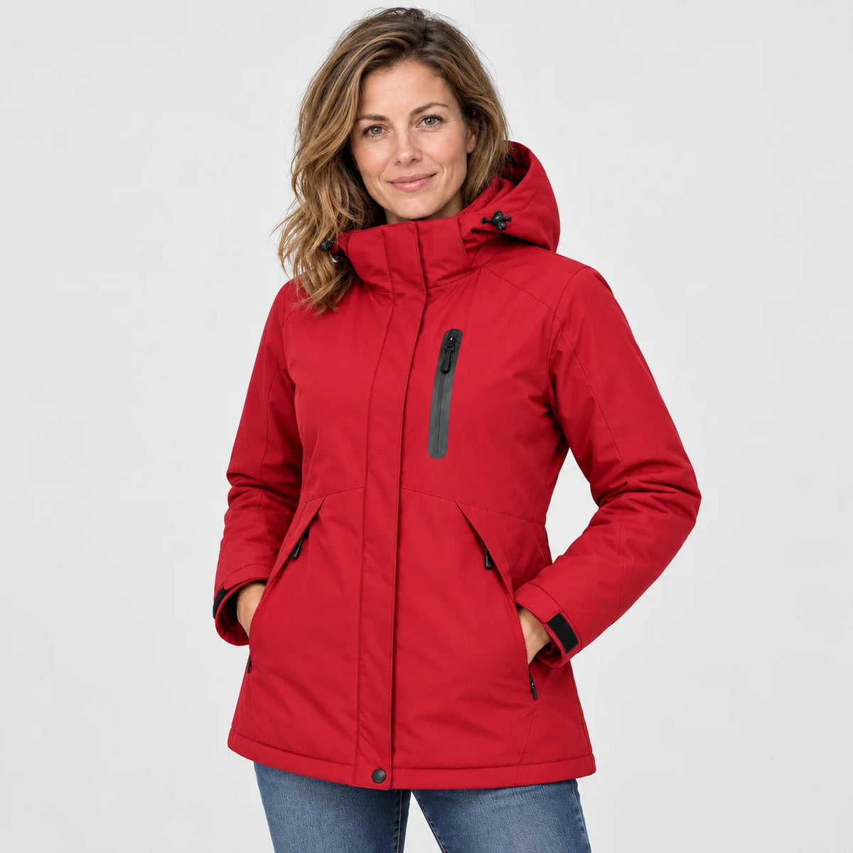 Parka riscaldato da donna PyreFit Traverso in rosso, vista frontale