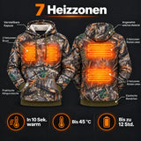Felpa riscaldata con cappuccio fantasia bosco PyreFit Zippo: 7 zone riscaldanti su petto e schiena