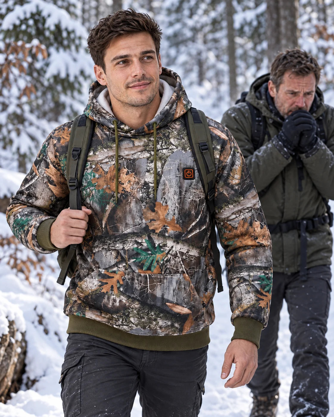 Felpa riscaldata con cappuccio fantasia bosco PyreFit Zippo in inverno: nel bosco