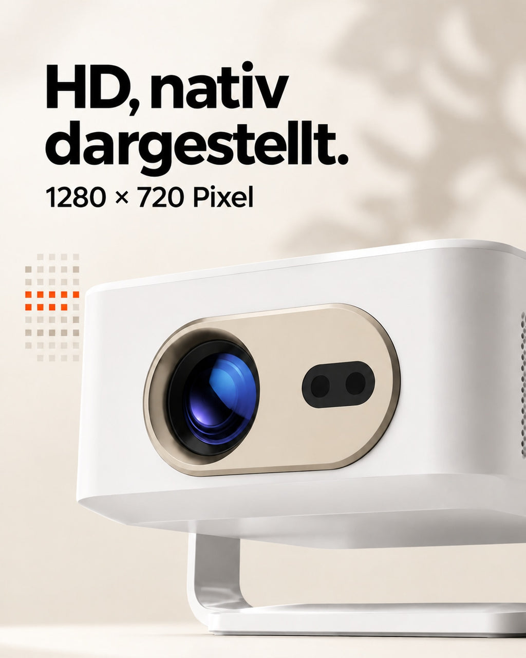 Mini Beamer – HD, nativ dargestellt.