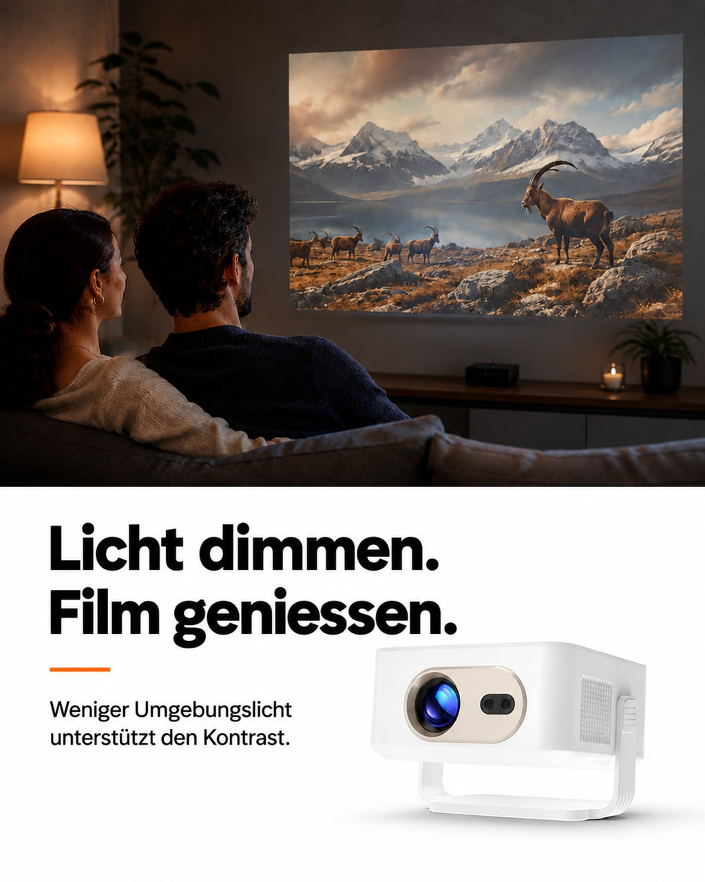 Mini Beamer – Licht dimmen. Film geniessen.
