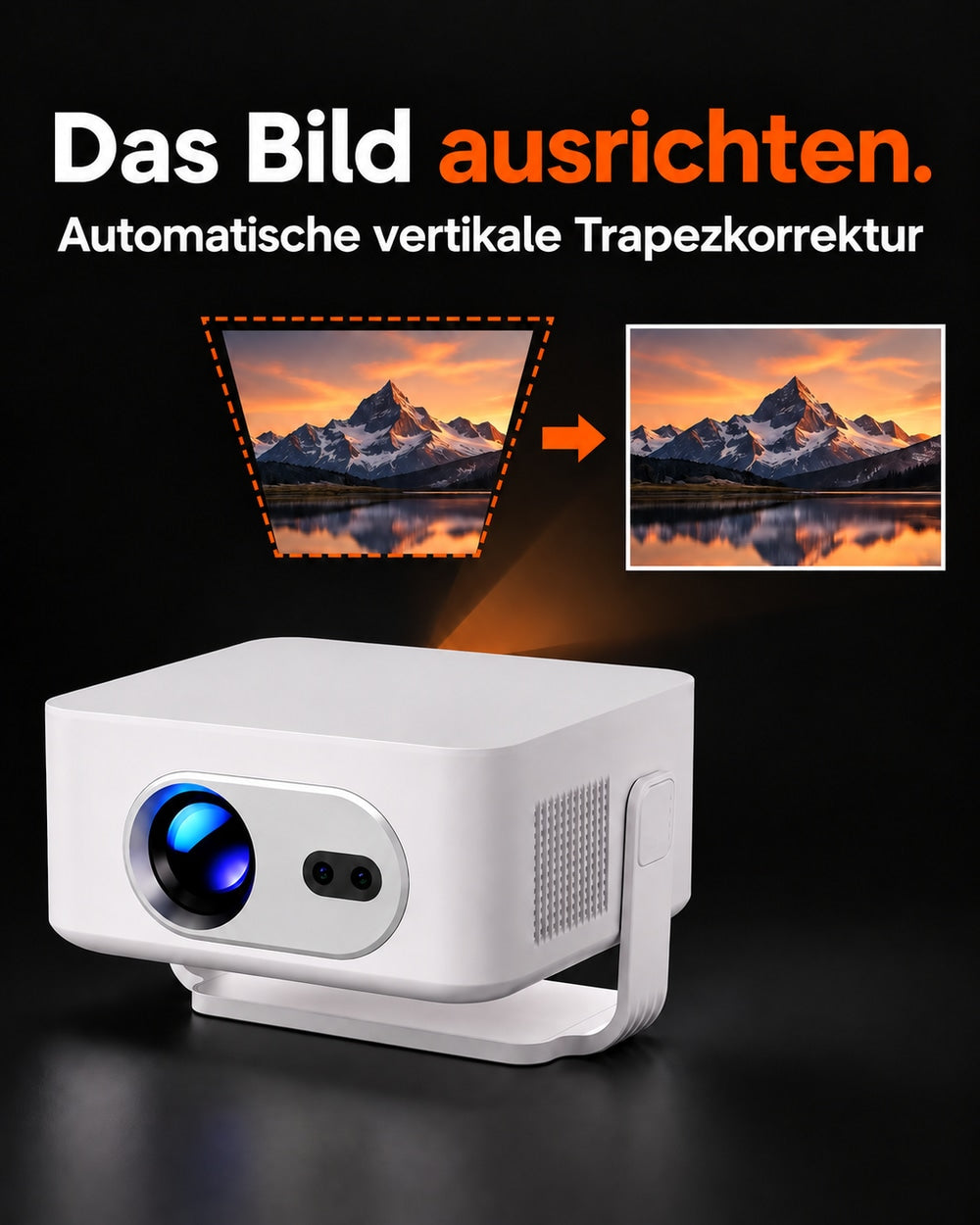 Mini-Beamer – Vertikale Trapezkorrektur