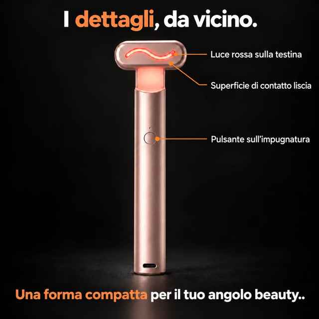 Dispositivo a luce rossa per il viso con impugnatura — dettagli del prodotto spiegati