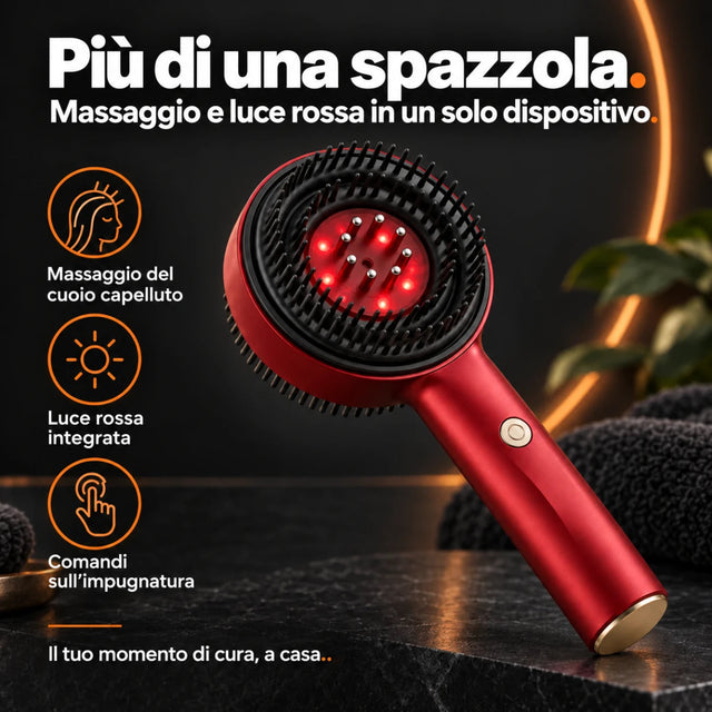 Spazzola massaggiante per il cuoio capelluto con luce rossa — vantaggi e dotazione