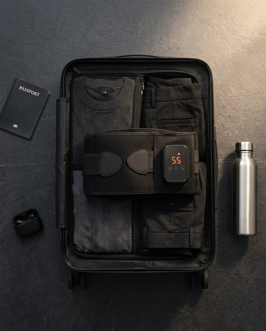 Cintura riscaldante senza fili con massaggio – cintura con accessori in una borsa