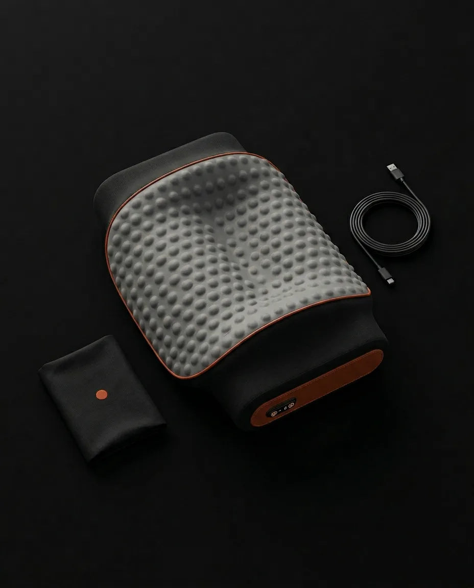 Memory-Foam-Nackenkissen mit Massage – Kissen mit Kabel und Verpackung