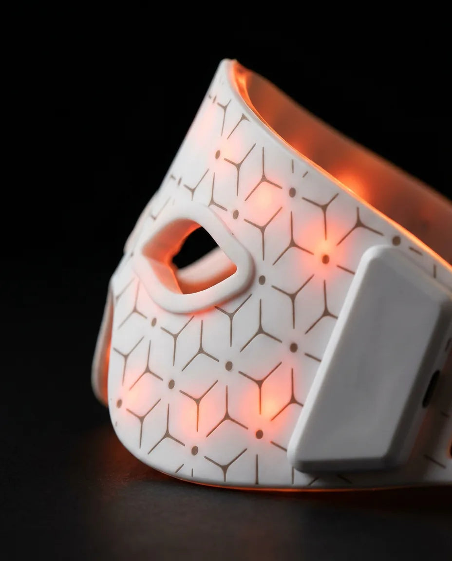 LED-Augenmaske mit Rotlicht – Seitliche Ansicht des Haltebandes