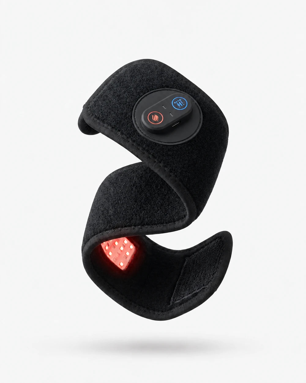 LED-Rotlichtband fürs Handgelenk – Schwarzes Band mit geöffnetem Verschluss