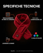 Infografica su struttura e funzioni della sciarpa riscaldata USB