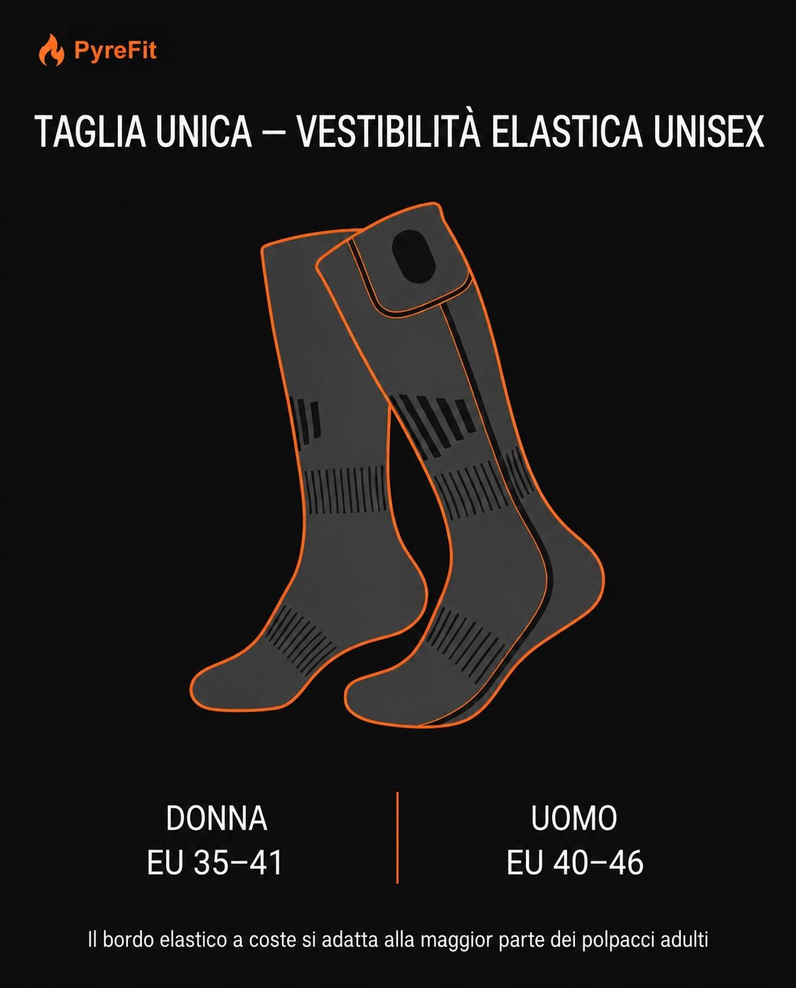 Tabella taglie delle calze riscaldate a batteria