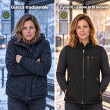 Confronto: giacca invernale normale e Relior con riscaldamento