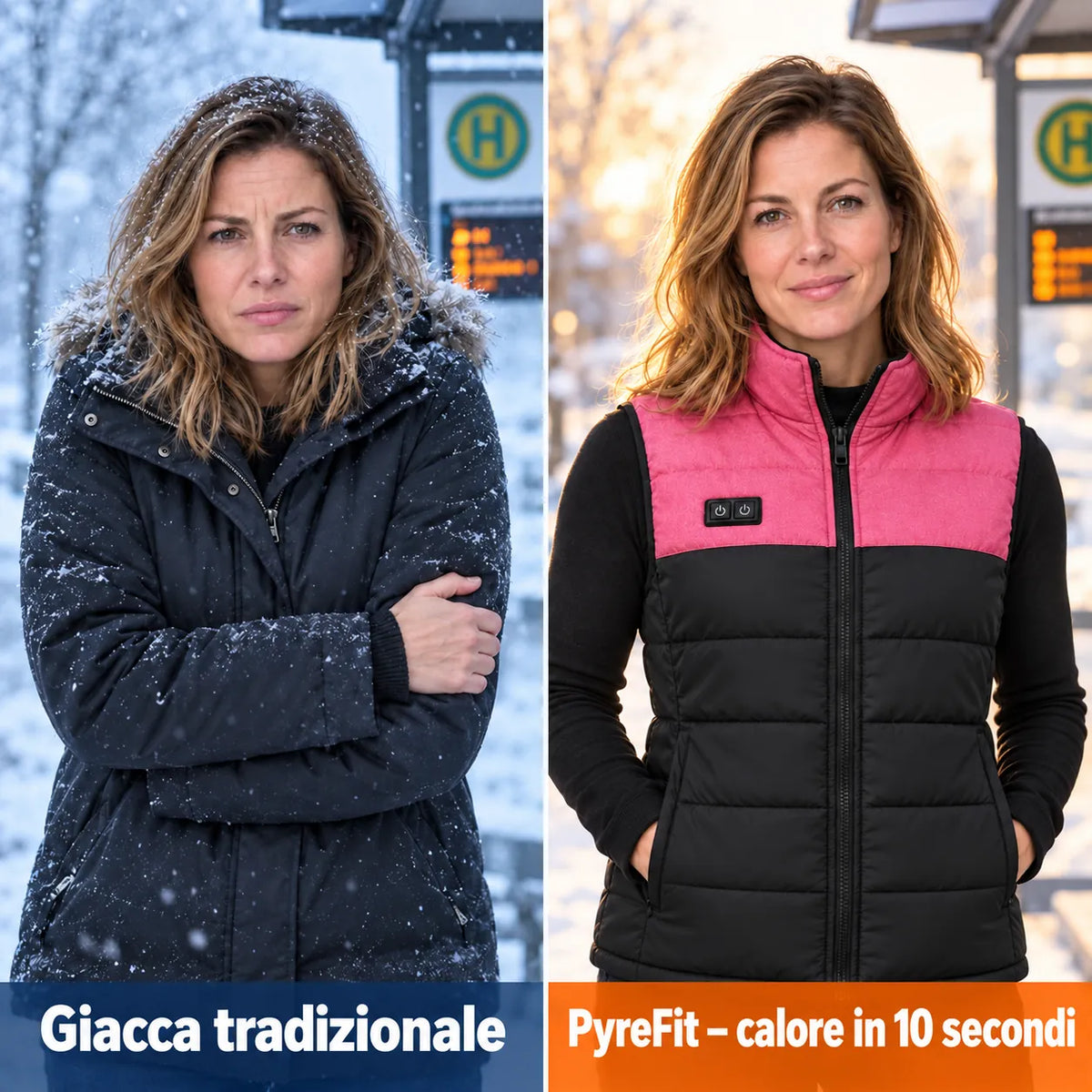 Confronto: giacca invernale classica e Rundor con riscaldamento