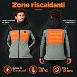 Parka riscaldato unisex PyreFit Schiefer: zone riscaldanti su petto e schiena