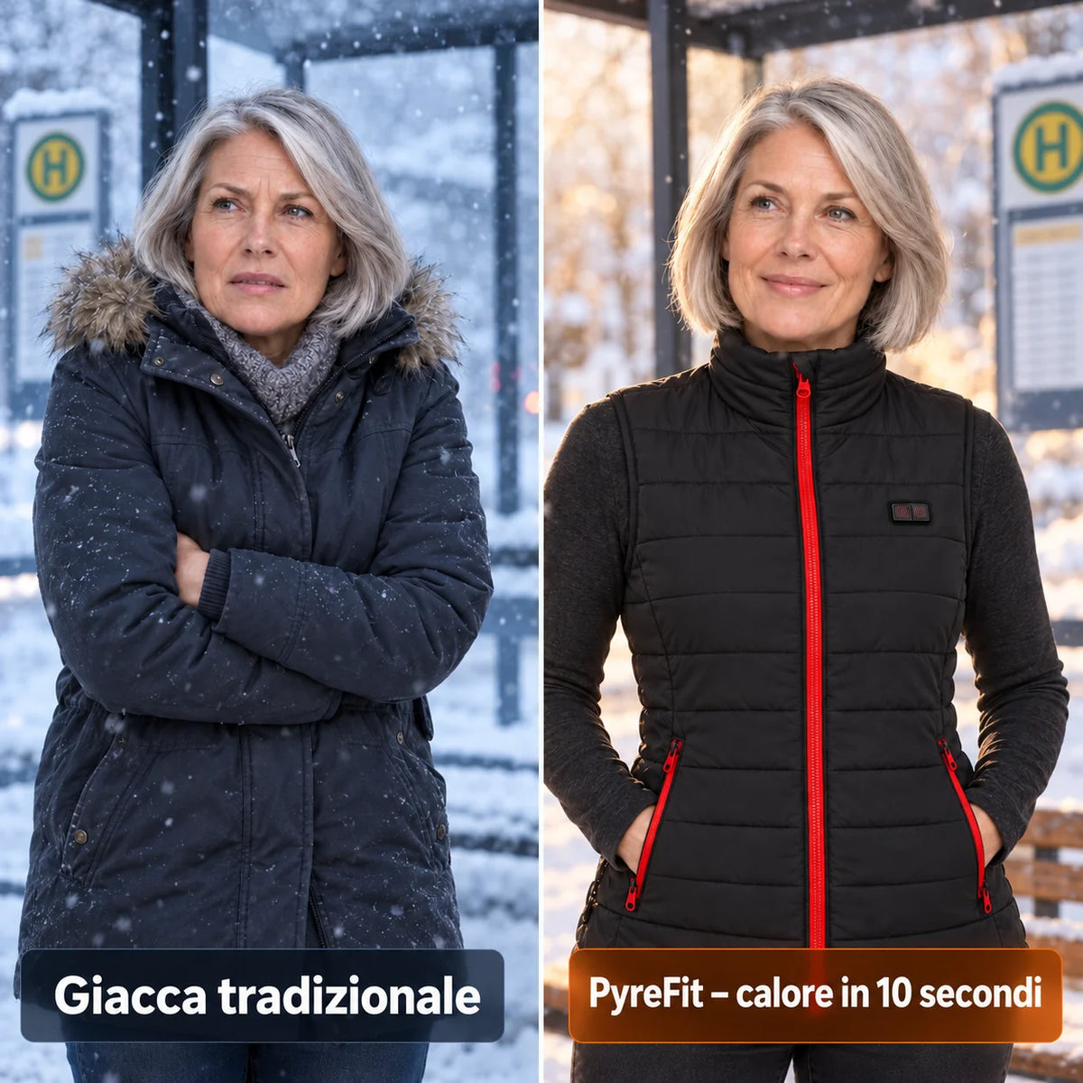 Confronto: giacca invernale classica e Silvaia con riscaldamento